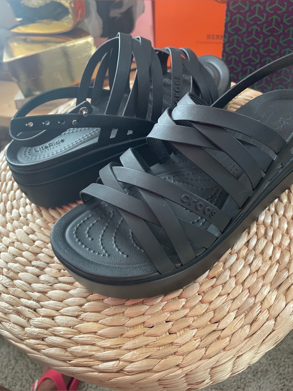 Crocs Brooklyn Strappy Low wedge Sandals in SZ 9 in like new condition